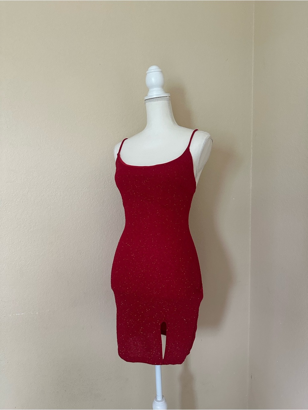 Red Sparkle Mini Dress Bodycon Glitter M Party Cocktail Night Out Evening Club - Picture 4 of 11